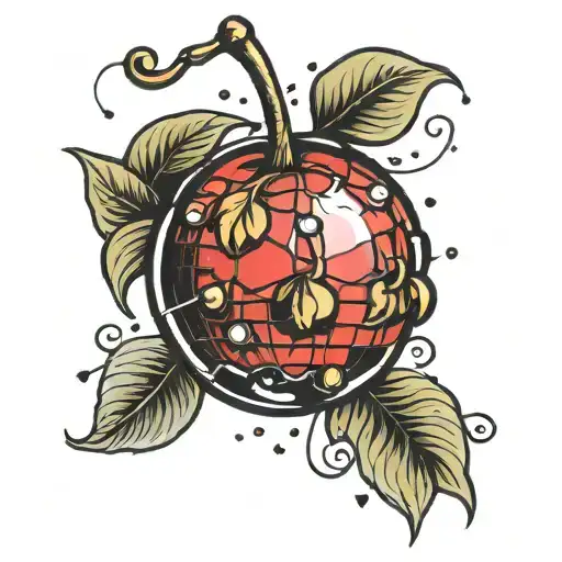 cherry disco ball tattoo design idea