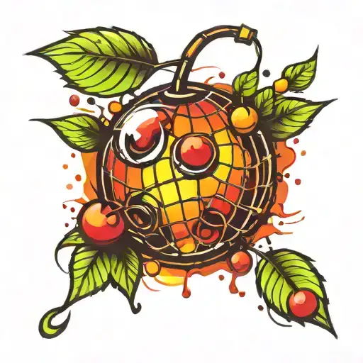 cherry disco ball tattoo design idea