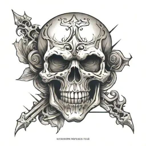 angry skull outline tattoo design idea