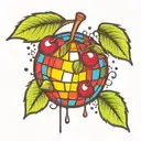 cherry disco ball tattoo design idea