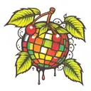 cherry disco ball tattoo design idea