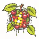 cherry disco ball tattoo design idea