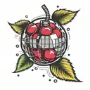 cherry disco ball tattoo design idea