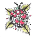 cherry disco ball tattoo design idea