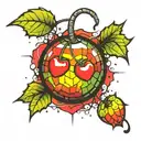 cherry disco ball tattoo design idea