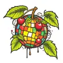 cherry disco ball tattoo design idea