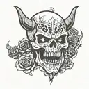 angry skull outline tattoo design idea