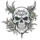angry skull outline tattoo design idea