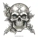 angry skull outline tattoo design idea