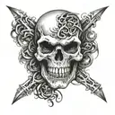 angry skull outline tattoo design idea