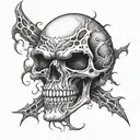 angry skull outline tattoo design idea