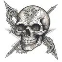 angry skull outline tattoo design idea