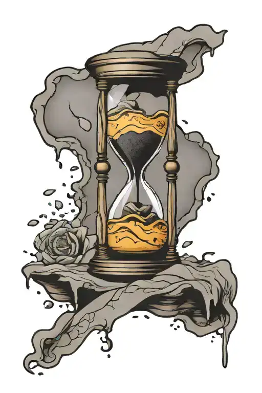 cracked Hourglass leaking sand   tattoo design idea