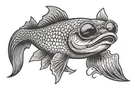pike fish in roundsunglasses partying tattoo design idea