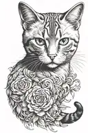 cat curled tattoo design idea