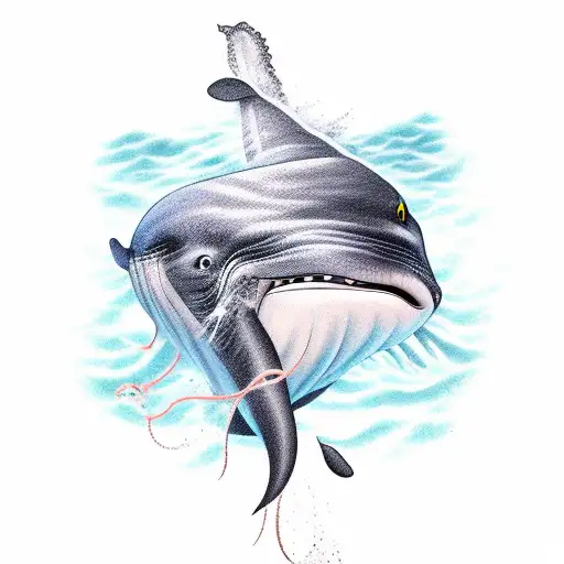 colossal squid fighintg a whale tattoo design idea