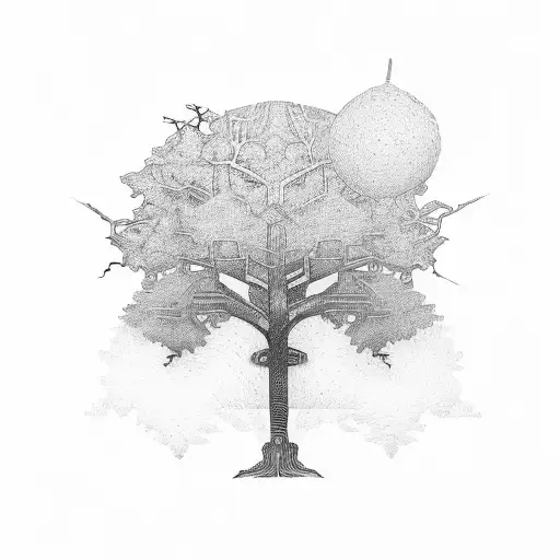 oak tree but the branches are hebrew script tattoo design idea