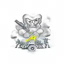 mortar army tattoo design idea