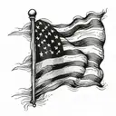 realistic black and grey american flag  tattoo design idea