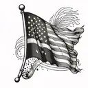 realistic black and grey american flag  tattoo design idea