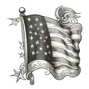 realistic black and grey american flag  tattoo design idea