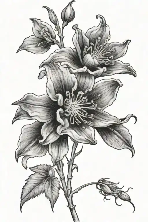 columbine flower tattoo design idea