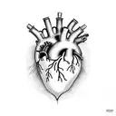 An anatomical heart with propellers instead of valves tattoo design idea