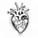 An anatomical heart with propellers instead of valves tattoo design idea