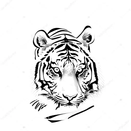 Tiger with words one two three tattoo design idea
