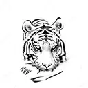 Tiger with words one two three tattoo design idea