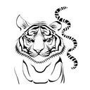 Tiger with words one two three tattoo design idea