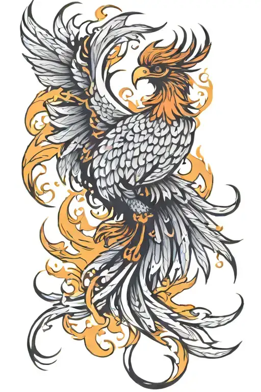 phoenix rising from fire  tattoo design idea