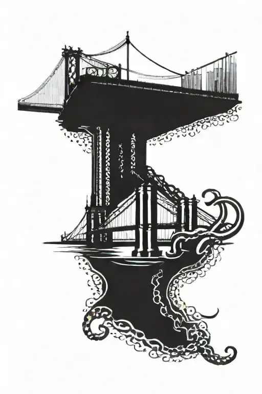 brooklyn bridge,bull,octopus tattoo design idea