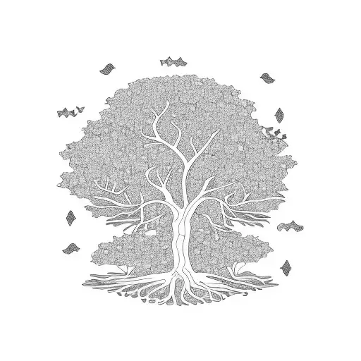 Oak tree with Paisley pattern  tattoo design idea