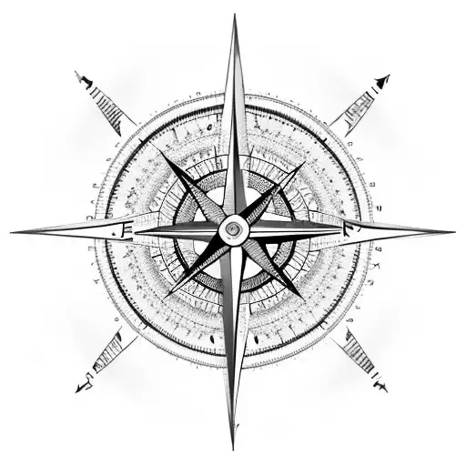 Compass Clock face Roman numerals Lightning, Map, Cross, Waves, Mental health tattoo design idea