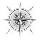 Compass Clock face Roman numerals Lightning, Map, Cross, Waves, Mental health tattoo design idea