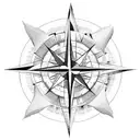Compass Clock face Roman numerals Lightning, Map, Cross, Waves, Mental health tattoo design idea