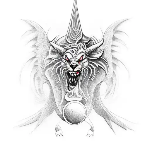A mythical creature performing Brazilian Jiu Jitsu moves tattoo design idea