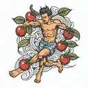 A Cherry running with underwear in his hands tattoo design idea