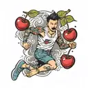 A Cherry running with underwear in his hands tattoo design idea