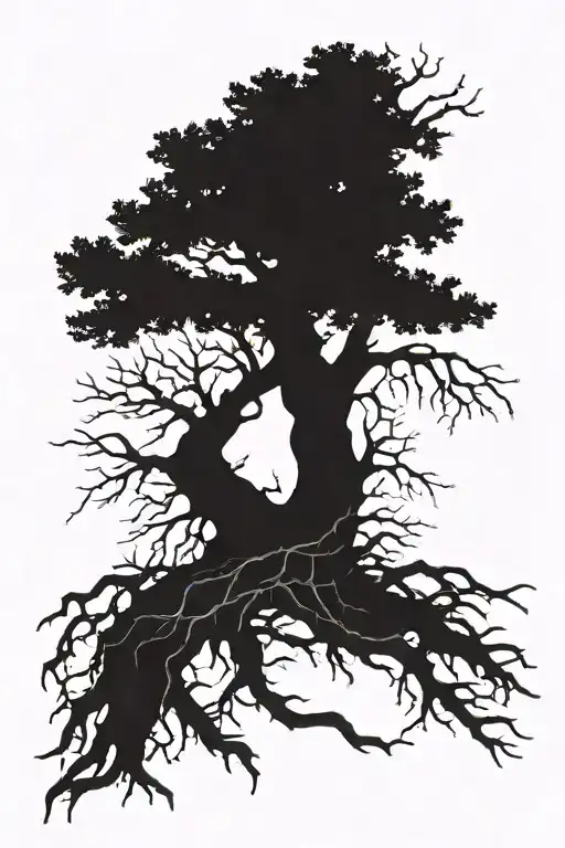 dead tree silhouette tattoo design idea
