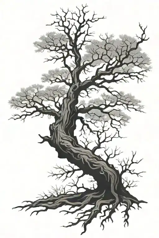 dead tree silhouette standing tattoo design idea