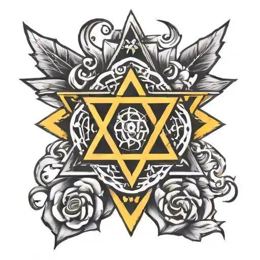hexagram surrounded tattoo design idea