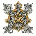 hexagram surrounded tattoo design idea
