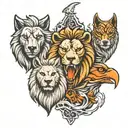 Lion head, Wolf head, eagle head tattoo design idea