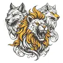 Lion head, Wolf head, eagle head tattoo design idea