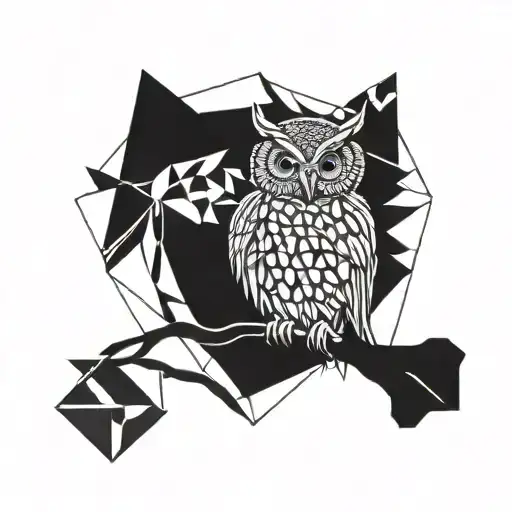 owl tattoo with around geometric tattoo design idea