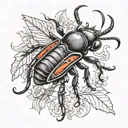 black stag beetle tatoo  tattoo design idea