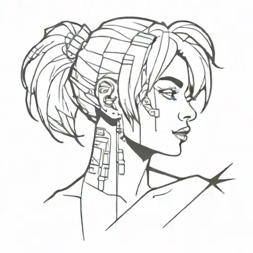 cyberpunk bisexual anime tattoo design idea