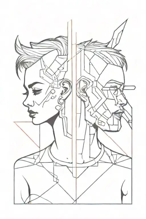 cyberpunk bisexual tattoo design idea